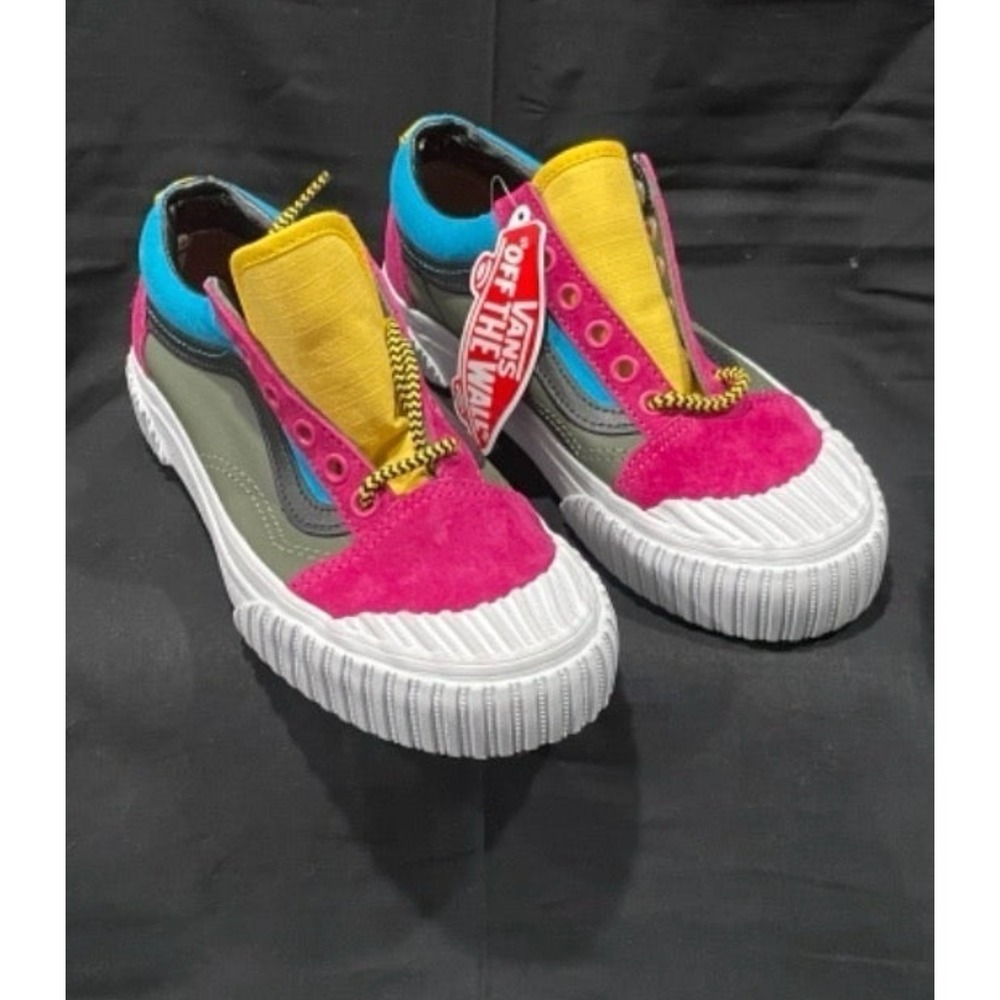 Vans Old Skool Cap Multi Color Block Deconstructed Sneakers Womens 6 NEW